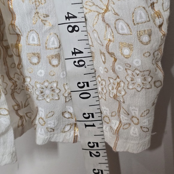 Anthropologie Me 2 Magic Floral Metallic Ivory Gold Tiered Maxi Dress 2X - Picture 5 of 10